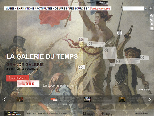 Vue du site Internet du Louvre Lens